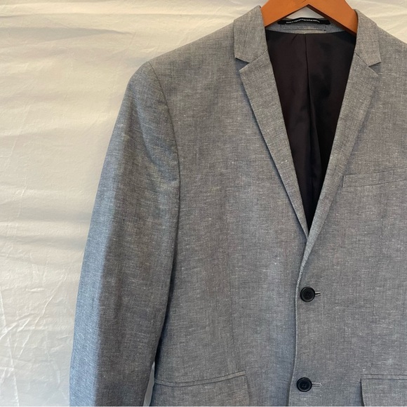 H&M Men's Gray Skinny Fit Linen-Blend Blazer - Size 36R - Picture 7 of 13
